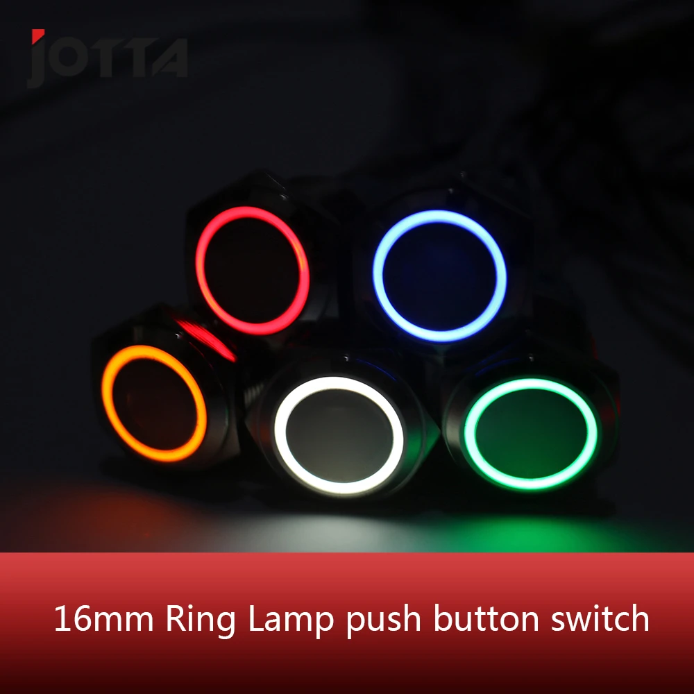 

16mm Metal Annular Push Button Switch Ring LED 5V 6V 12V 220V Self-lock Momentary Latching Waterproof locked for Car Auto Engine