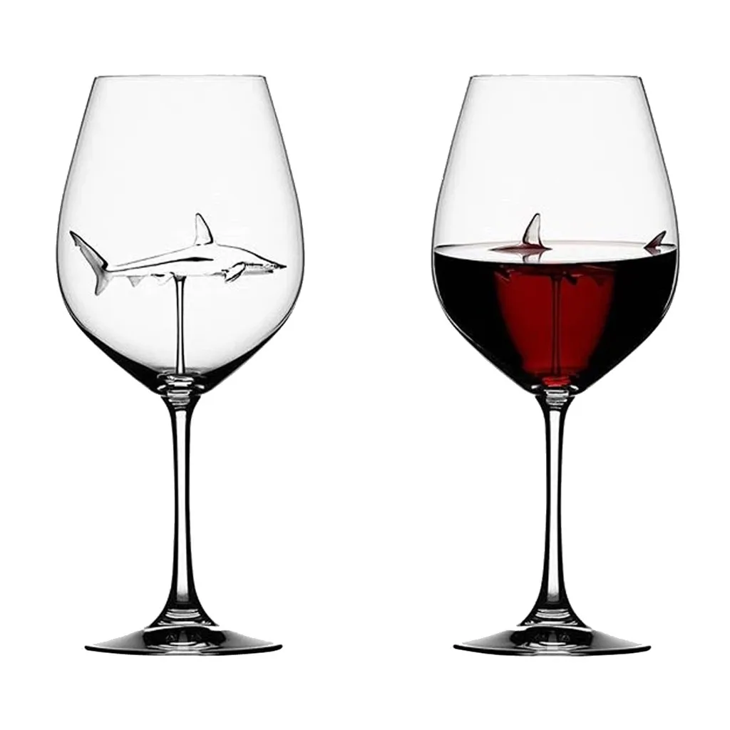 Домой оригинальный Акула красное вино стеклянная бутылка вина с украшением в виде кристаллов для вечерние флейты Стекло творческий новое