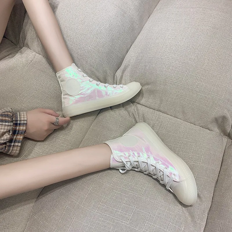 

New Style Women's Popular Network Red Hight-top Lace-up Retro Korean-style-Style Versatile INS Harajuku Breathable Casual Women