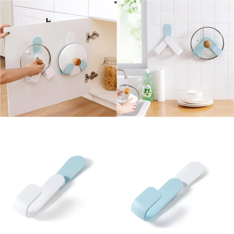 

Punch-free Rotation Adjustment Pan Cover Holder Useful Spoon Pot Lid Shelf Cooking Storage Decor Stand Holder Kitchen Tools