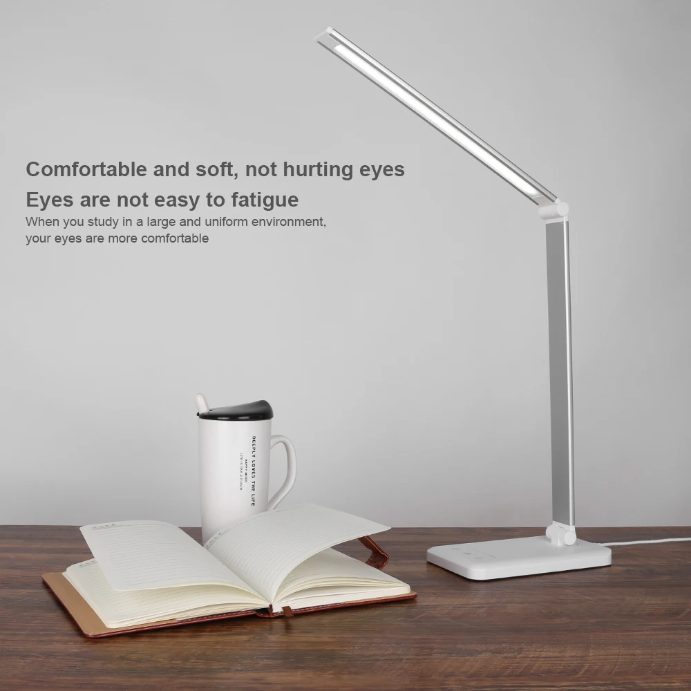 

Stepless Dimmable LED Desk Lamp Foldable Rotatable Touch Switch Table Lamps DC 5V USB Charging Port Timing Reading Light