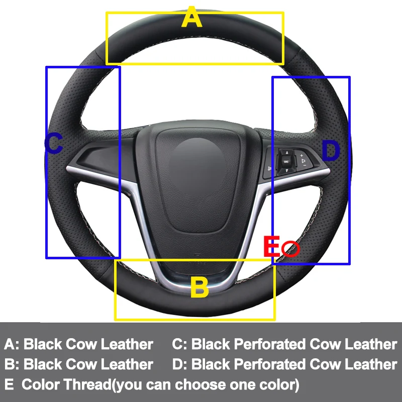 Ручная швейная крышка рулевого колеса для Opel Astra(J) 2010- Ampera 2012- Meriva(B) Zafira Tourer