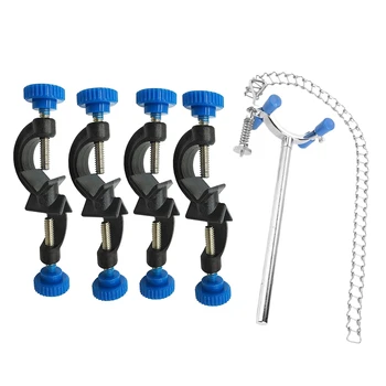 

4pcs Lab Clamp Holder 2 Boss Heads Retort Stand Holder & 1pcs Beaker Chain Clamp Laboratory Beaker Chain Clamp Clip Diameter of
