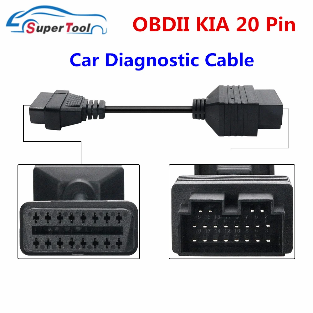 For KIA 20 PIN To 16 PIN Adapter OBD2 Female Connector Cables Code