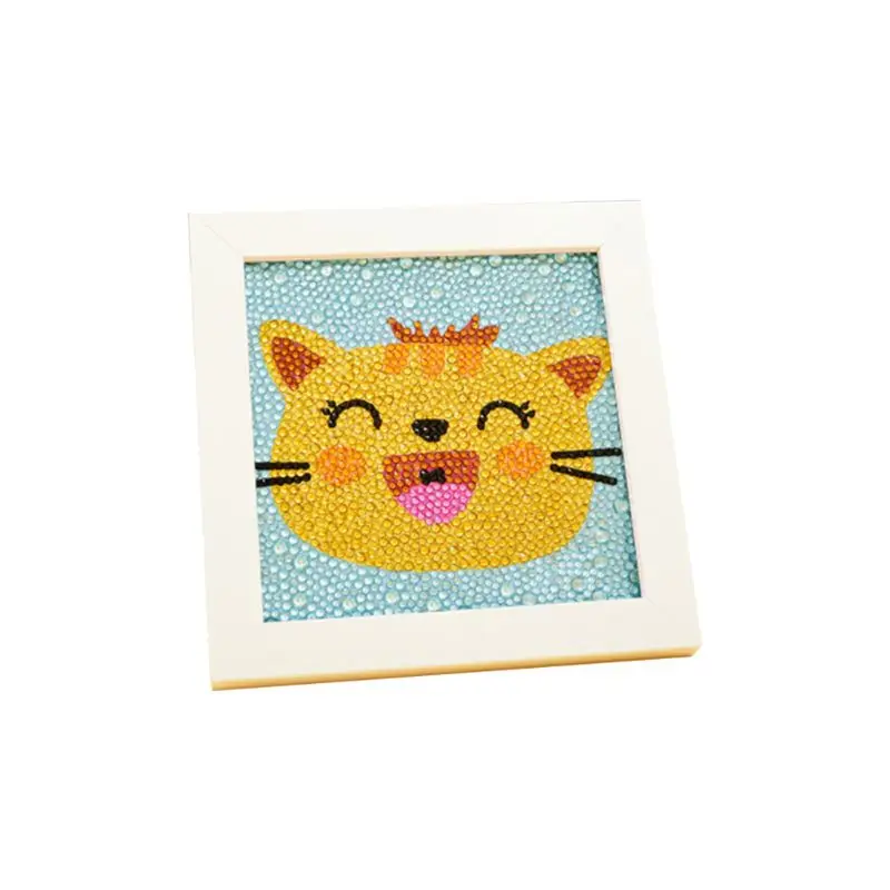 #*Cheap Laughing Laughing Cat DIY 5D Round Diamond Painting Picture Cross Stitch Kit Embroidery Handmade Home Decor With Frame Kids