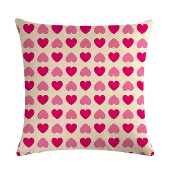 

Heart Print Linen Pillowcases Pink Cushion Cover Pillow Case In Decorative Home Bedding Kussenhoes 45x45cm Throw Pillow Cover