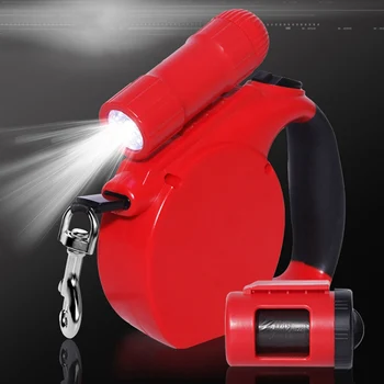 

Retractable Dog Leash Automatic Flexible Dog Pup Cat Traction Rope Belt Dog Leash with LED lights Litter Bag Dispenser