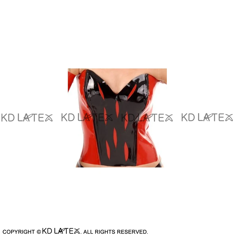 red with black Красный с черной отделкой сексуальные латексные корсеты со шнуровкой сзади и резиновые Бюстье Топ CY-0027 - Цвет: red with black