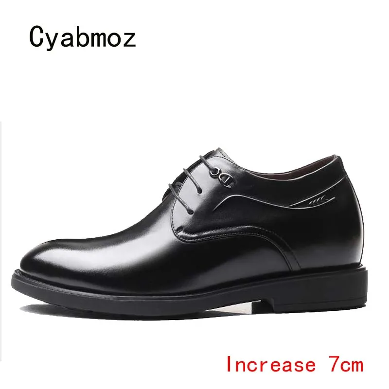 Cyabmoz/мужские туфли из натуральной кожи, визуально увеличивающие рост; туфли на скрытом каблуке 7 см; мужские вечерние свадебные туфли в деловом стиле