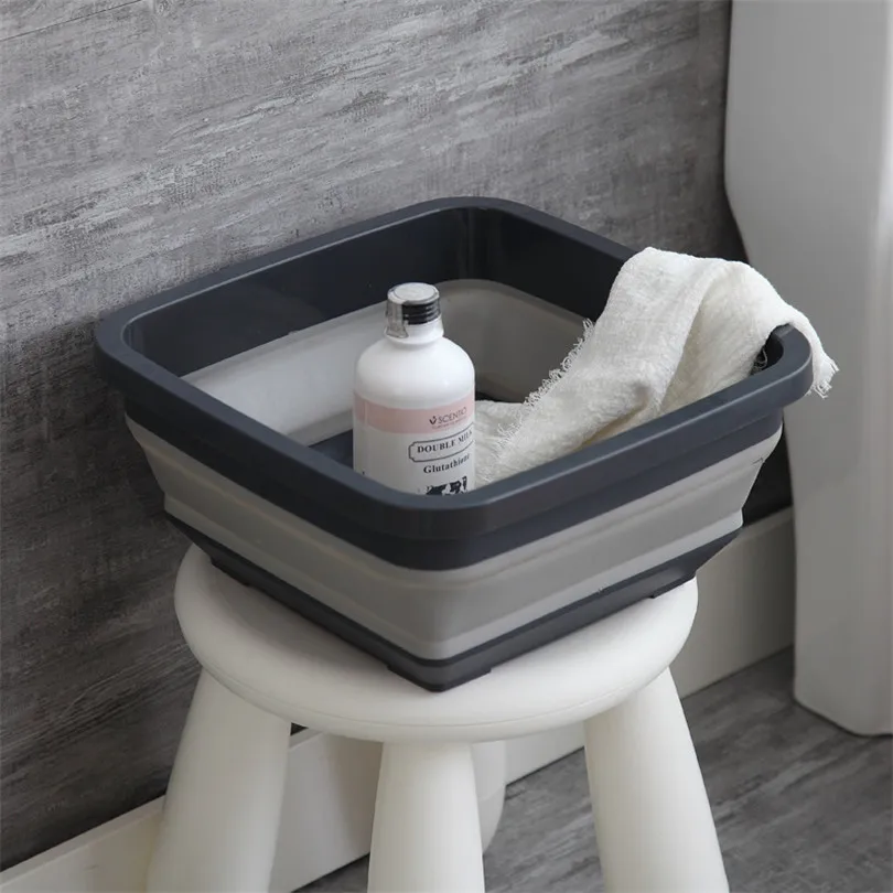 Lavabos portátiles grises, lavabo, cuenco, fregadero, baño, cocina, cubo de agua plegable, accesorio para coche y acampada