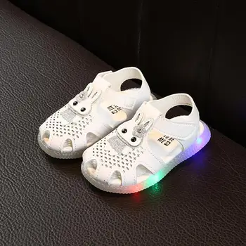 

Infant Light Sandals For Children Kid Baby Girls Shoes Rabbit Flat Led Luminous Anti-slip Soft Casual Children's Sandals