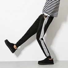 Брюки для бега мужские модные контрастные цветные повседневные спортивные брюки мужские спортивные брюки на шнурке мужские уличные брюки в стиле хип-хоп M-5XL