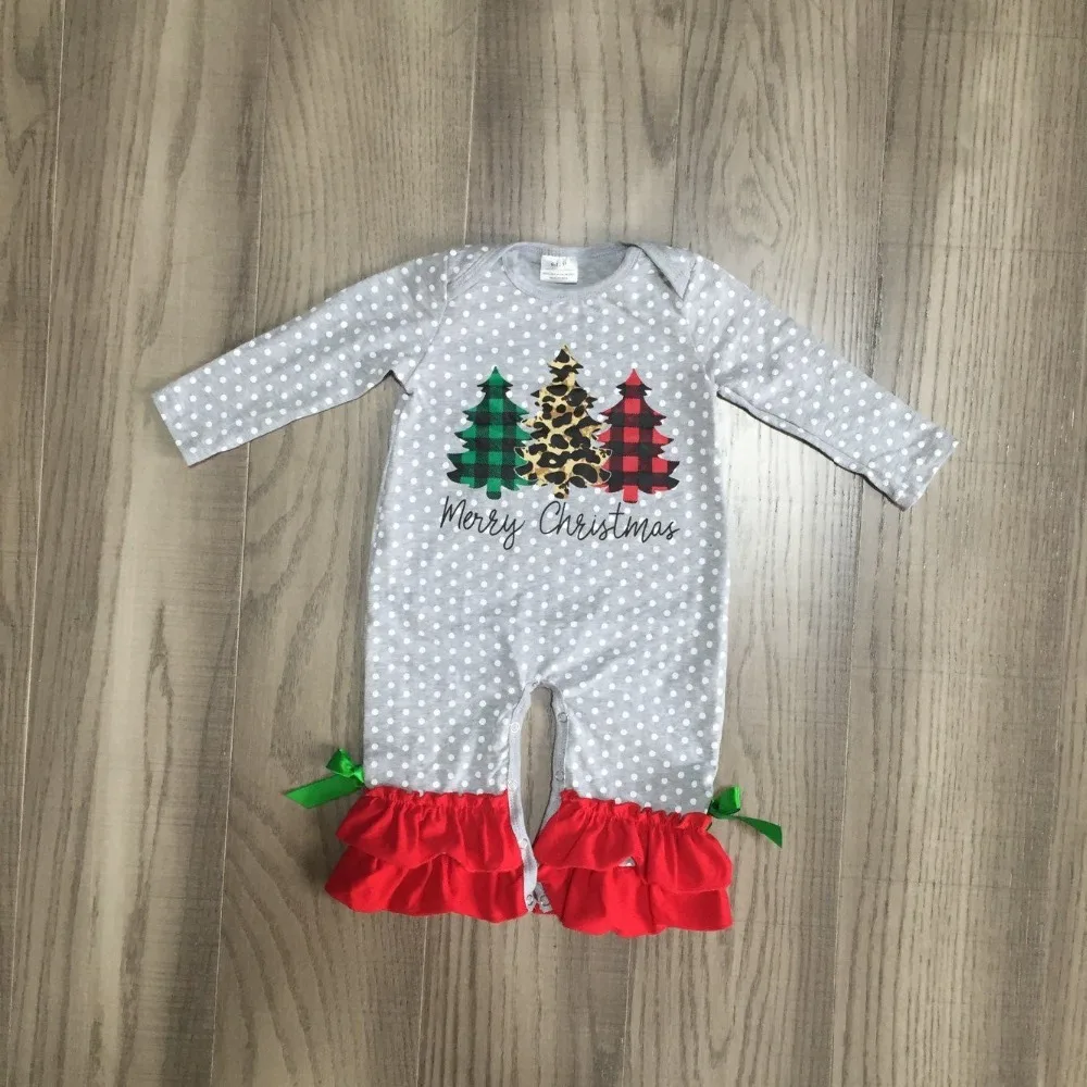 Одежда для маленьких девочек на Рождество для малышей; Детский комбинезон ребенок ползунки дерево ползунки характер комбинезон детский хлопковый комбинезон