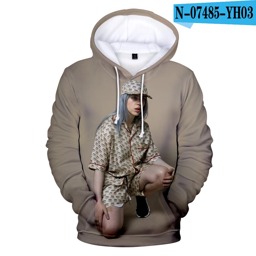 3D Черная Толстовка с 3D принтом Billie Eilish, толстовки с капюшоном для женщин и мужчин, Повседневные детские осенние толстовки с капюшоном, модные 3D Пуловеры для девочек - Цвет: 3D