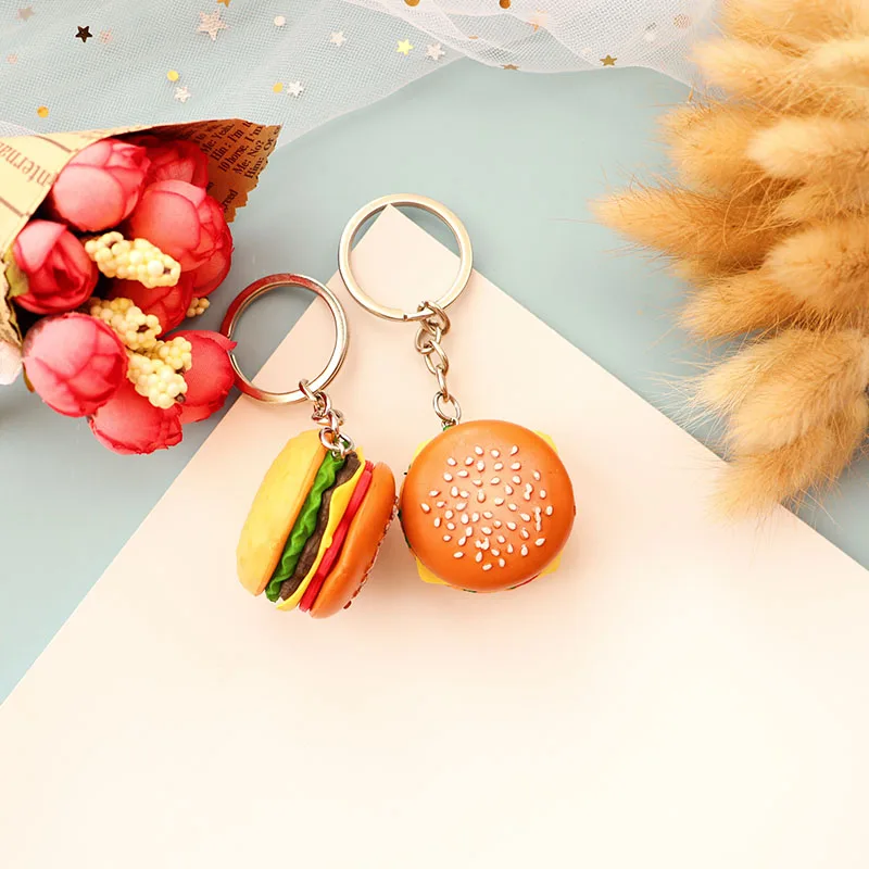 Милый бургер брелоки «еда» кулон креативный Автомобильный держатель для ключей орнамент сумка для телефона и ключа кольцо брелок модные ювелирные изделия подарок для женщин