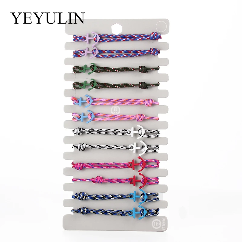

Bohemia 12pcs/set Elastic Braided Rope Bracelet Handmade Charm Bangles Anchor Weave Infinity Bracelet Adjustable Jewelry