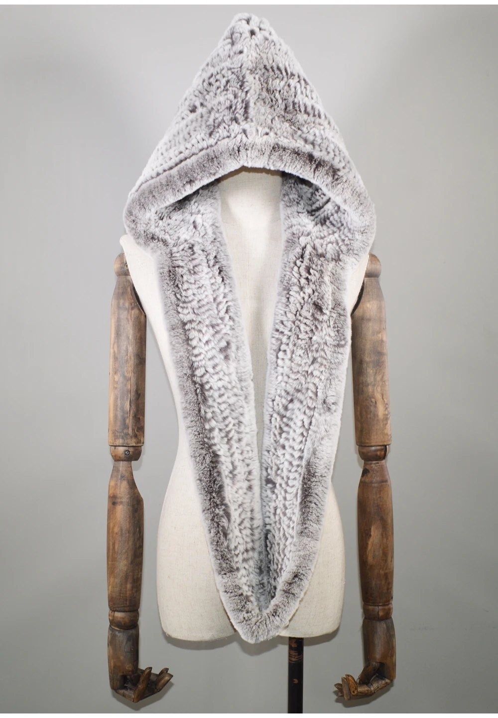 Hot Sale Winter Knitted Real Rex Rabbit Fur Hat Scarf Women Rex Rabbit Fur Cap Scarves Quality Natural Rex Rabbit Fur Poncho Hat