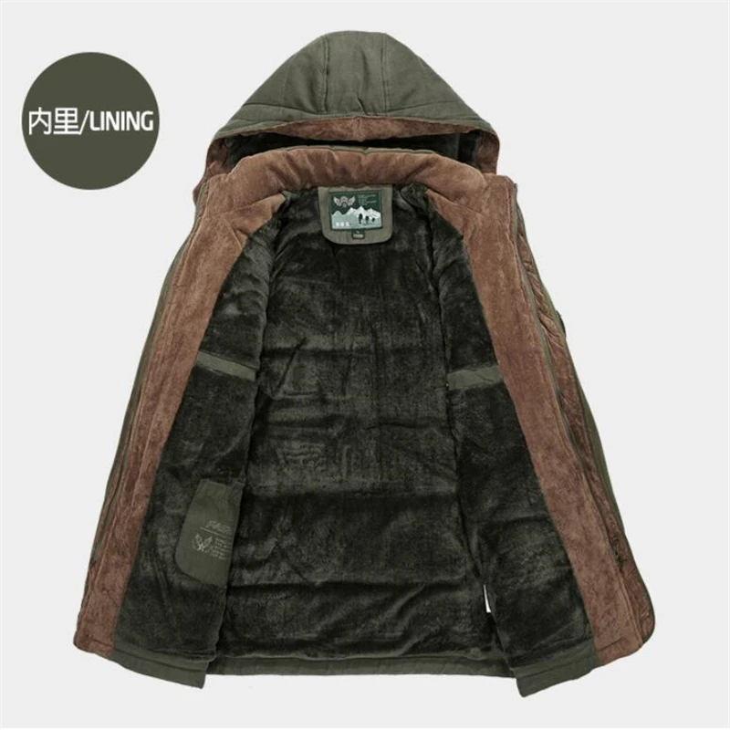 Зимняя куртка мужские толстые бархатные парки повседневное флисовое теплое пальто плюс размер ватник с капюшоном военные куртки пальто 6XL