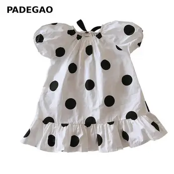 

Girls Dress Puff Sleeve Ruffles Cotton Dot Kids Dresses For Girls Bow Bandage Cotton Girls Summer Dresses Baby Clothes 2020 New