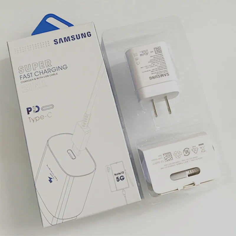 Samsung Note 10 Plus 25 Вт USB PD быстрое зарядное устройство US супер Зарядка адаптер 3A PD type-C кабель для Galaxy Note 10 S10 S9 Plus A90 A80 - Тип штекера: set of Charger Cable