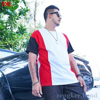 

Big size short-sleeved men's plus size stitching large size men's summer half-sleeved body casual tide brand T-shirt