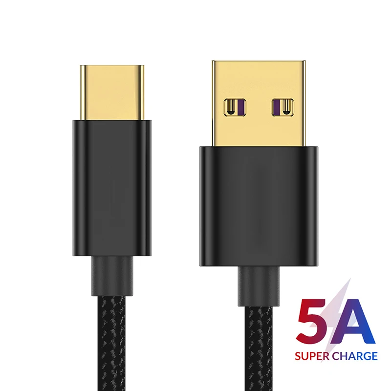 

5A Type C Supercharge Cable For Huawei Mate30 20 P20Pro P30 USB C Fast Charger Cord For Samsung S9 S10 Type-C Super Charger Cabo