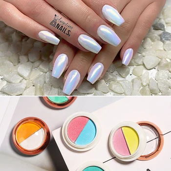 

1 Box Tow Color Auroras Nail Powder Shimmer Mirror Pigment Aurora Pearl Dust Dip Chrome Nails DIY Art Decoration