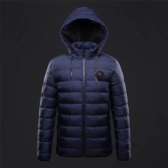 Riinr зимняя куртка мужская куртка с капюшоном повседневные мужские куртки на молнии парка Теплая одежда мужская уличная одежда для мужчин зимнее пальто - Цвет: blue