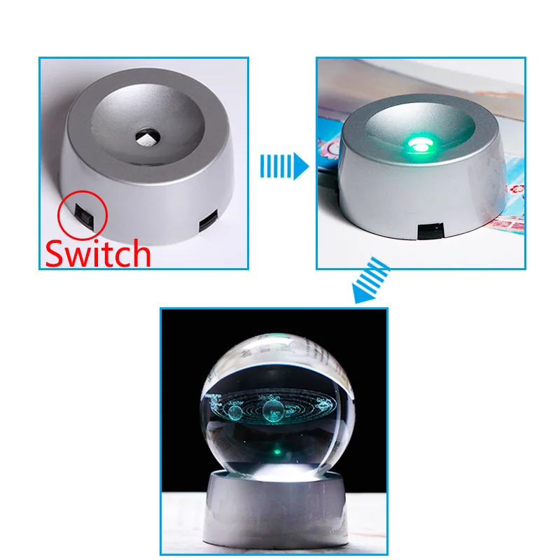 С украшением в виде кристаллов на солнечных батареях Системы шар-фигурка с заряжаемый Красочный светодиодный база Стекло планет мяч вечерние свадебные сувениры подарок для астрофиле