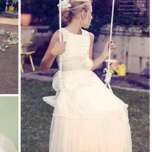 Новинка года, горячая Распродажа, кружевные платья для девочек с цветочным узором и поясом ручной работы белого цвета и цвета слоновой кости