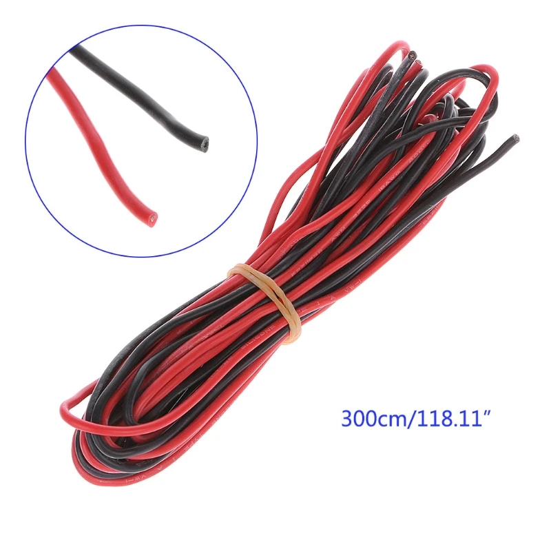 3 метра красный + черный силиконовый провод 18AWG термостойкий мягкий кабель RC Lipo