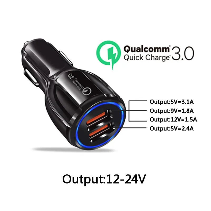 Автомобильное USB зарядное устройство Быстрая зарядка 3,0 2,0 зарядное устройство для мобильного телефона 2 порта USB быстрое автомобильное зарядное устройство для iPhone samsung планшета автомобильное зарядное устройство