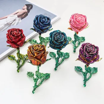 

NEW Creative Alloy Enamel Rose Flower Jewelry Gift Box Wedding Necklace Rings Earrings Gift Box Drop Shipping