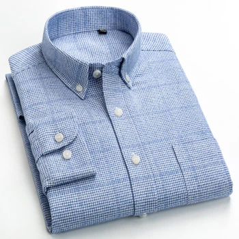 

Men's Bold & Fashionable Plaid Brushed Cotton Shirts Single Patch Pocket Long Sleeve Standard-fit Button Up Casual Thick Shirt