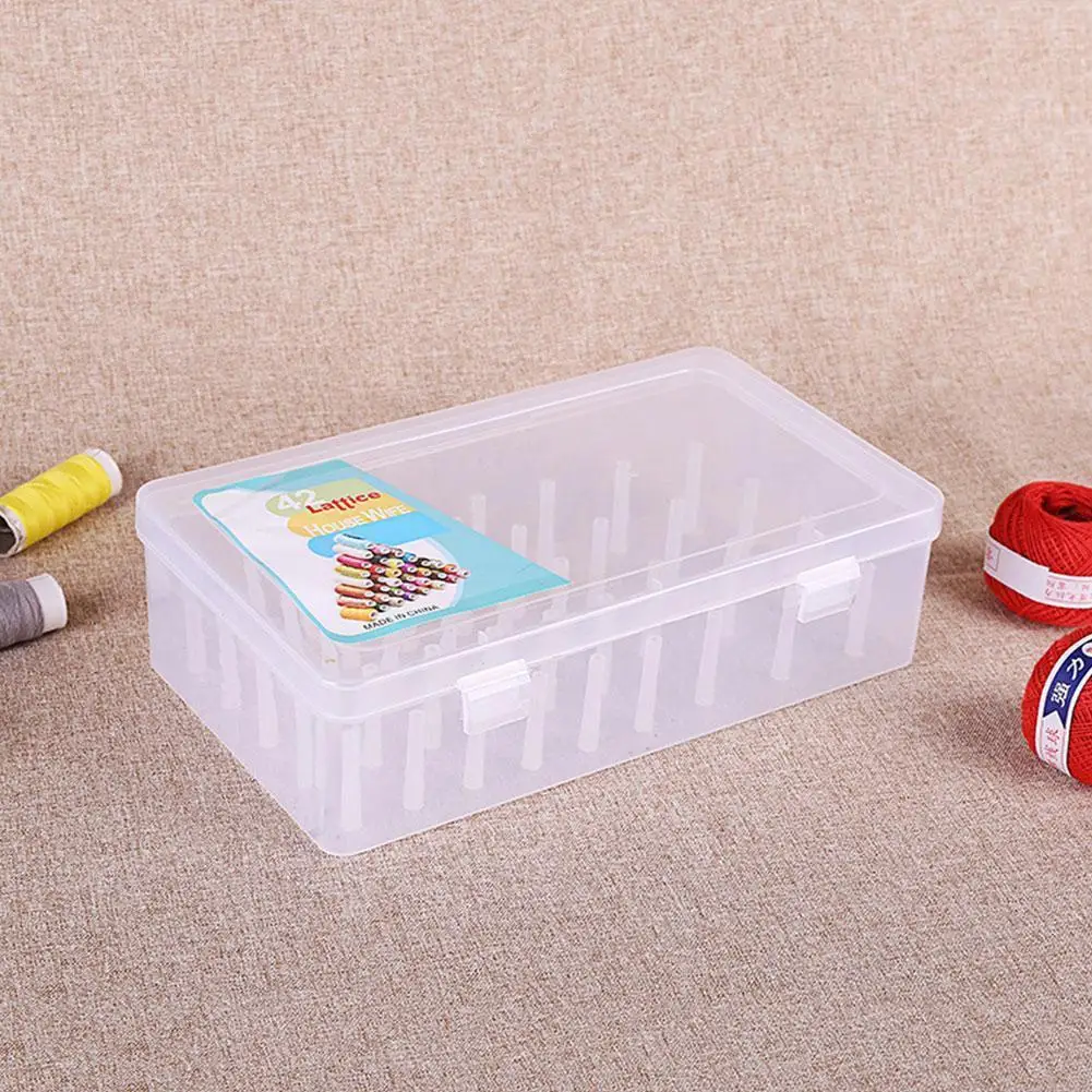 42 Axis Sewing Threads Box Transparent Needle Wire Empty Containers Box Organizer Threads Holder Sew Storage Container H4Y3