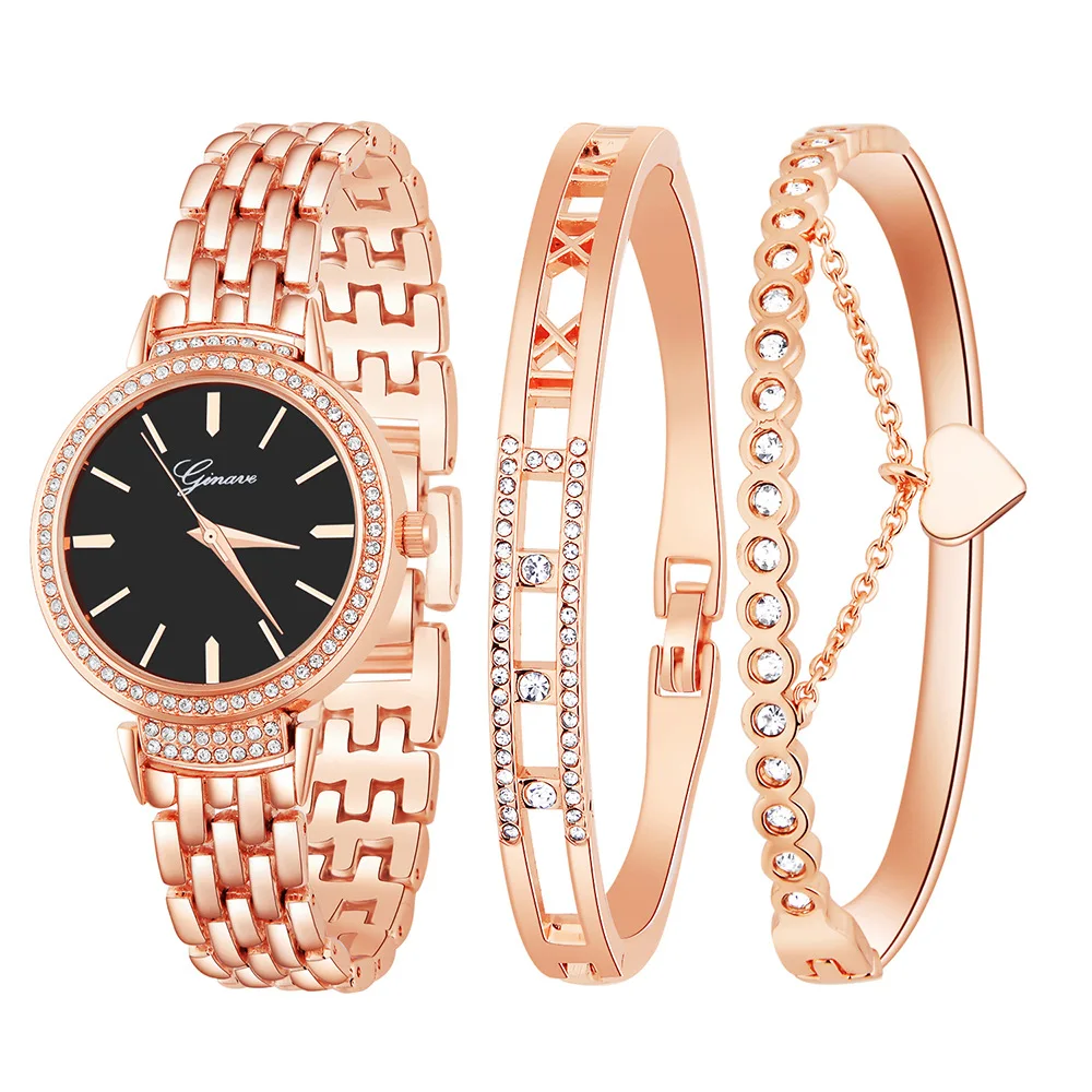 

New Fashion Quartz Watch for women's Set Boutique Trends Geneva Style Watch Jewelry Set Christmas Gifts Birthday Gifts