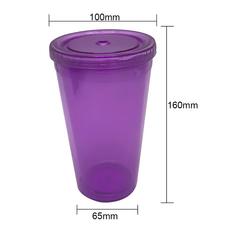 500 мл смузи со льдом стакан с двойными стенками ледяной холодный напиток кофе сок чай дорожная кружка-бутылка с соломенным жидким колпачок для стакана