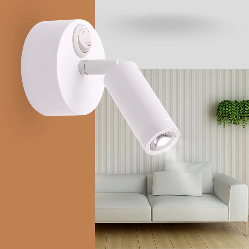 

Rotating Home Corridor Bright Bedside Reading Light Cabinet LED Spot Button Switch Wall Mount Modern Caravan Motorhome