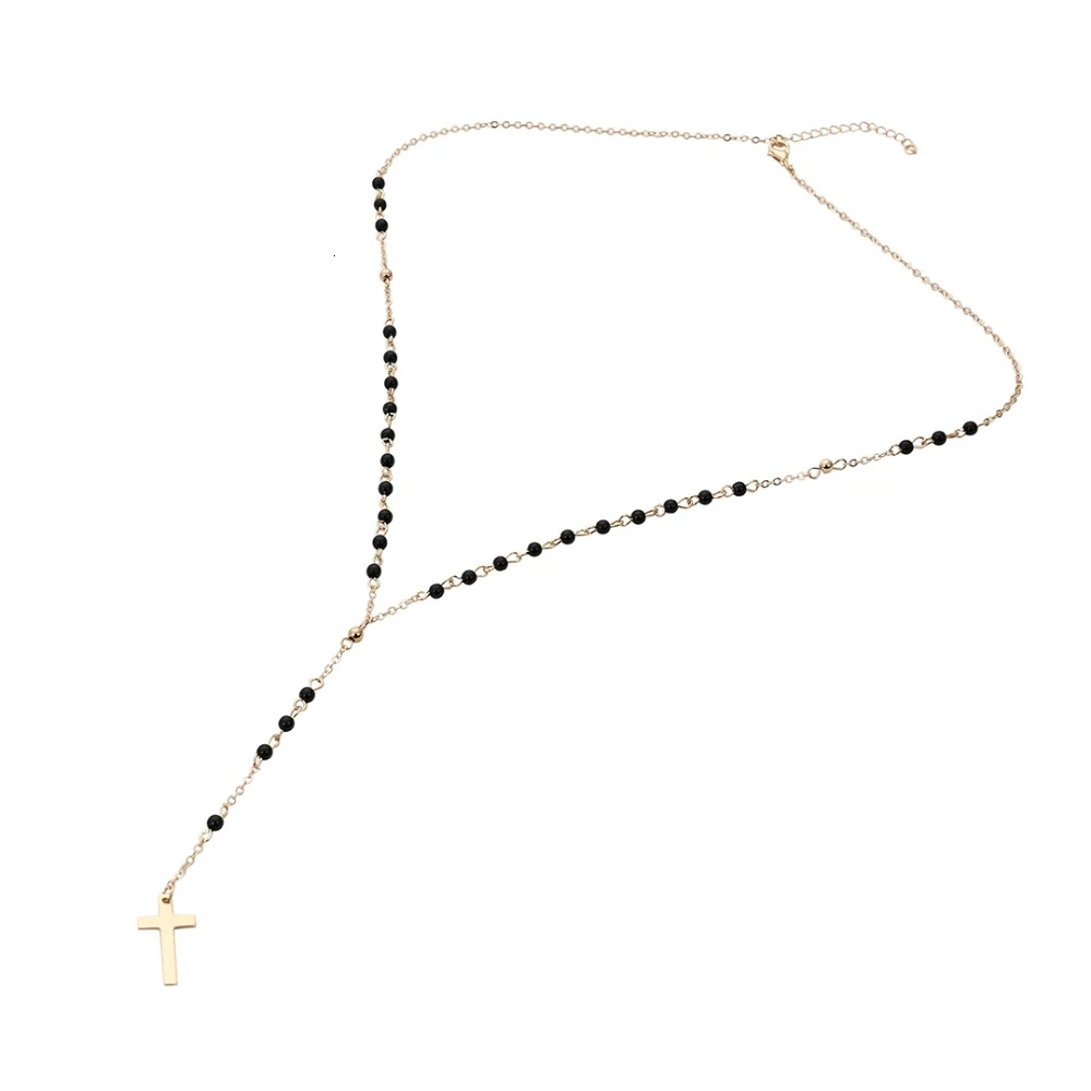 Этническое богемное женское ожерелье Y с узором из бусин и крестиков, колье для женщин, готическое ожерелье с подвесками, ювелирное изделие N1340