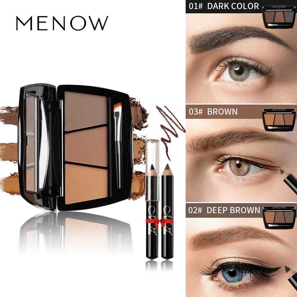 

MENOWE432 Eye Brow Makeup Palette Waterproof 3 Color Eyebrow Powder + Wax & Brush Waterproof And Sweat-proof Three-dimensional