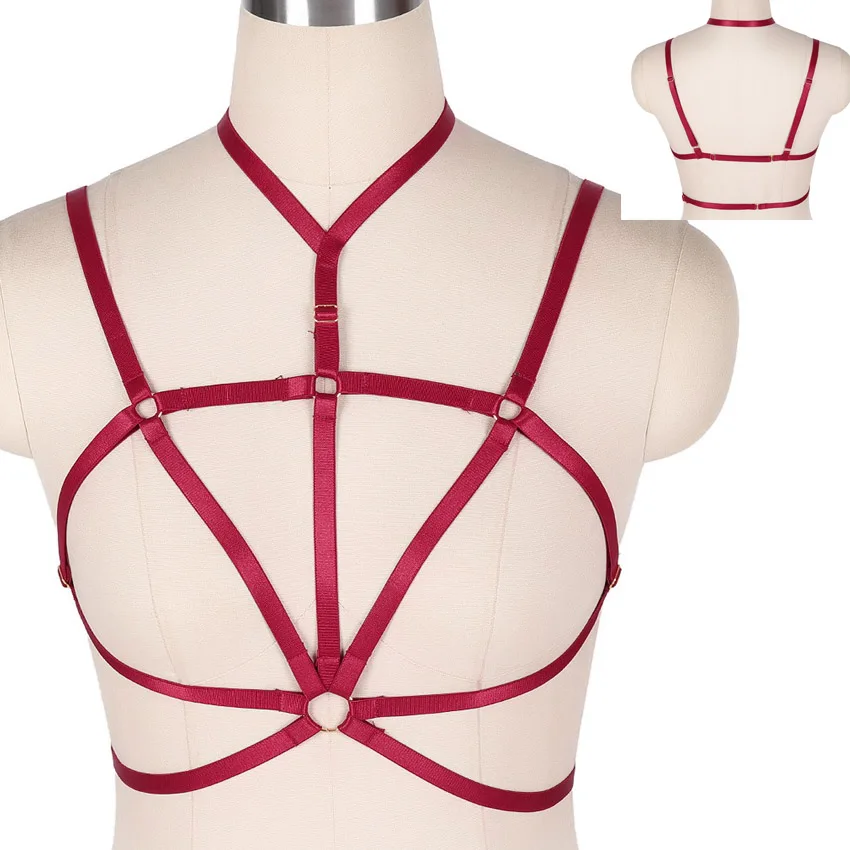 MLCS0017winered Винный красный воротник дизайн Жесткий бюстгальтер в виде пентаграммы Kawaii полые Грудь корсет для связывания пастельный, готический пояс - Цвет: MLCS0017winered