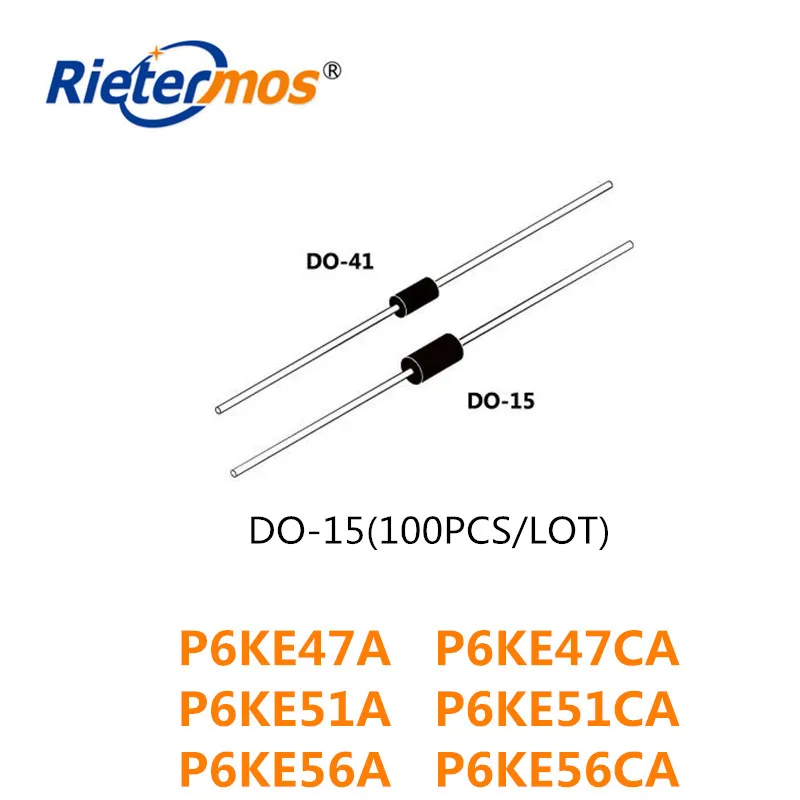 100 шт. высокое качество DO-15 P6KE47A P6KE47CA P6KE51A P6KE51CA P6KE56A P6KE56CA с рисунком из мультфильма