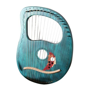 

Lyre Harp 16 String Harp Heptachord Solid Wood Lye Harp with Tuning Wrench Gift for Music Lovers Beginners,Green