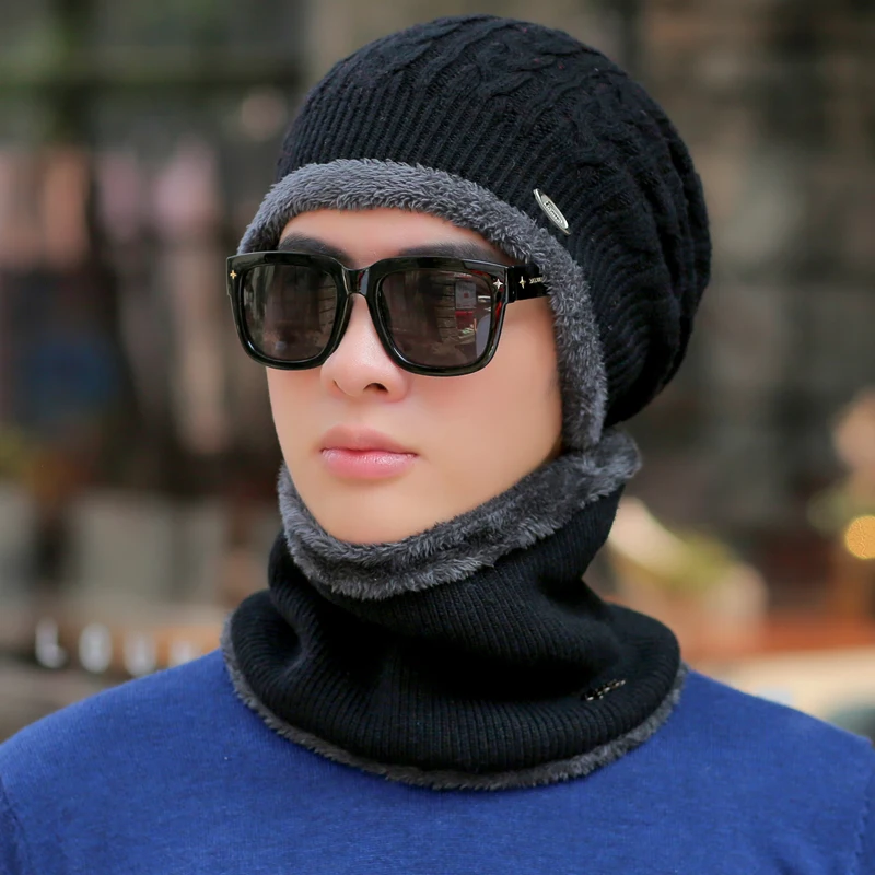 Зимние шапки для мужчин Skullies Beanie шапка зимняя шапка мужской женский шерстяной шарф шапка s Набор Балаклава маска Knitted шапка вязаная шапка