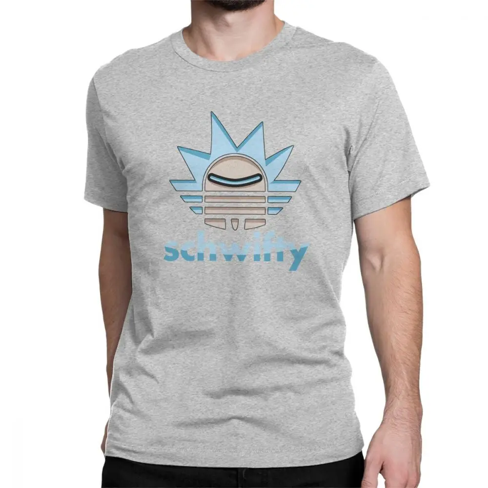 Мужские футболки Рик и Морти Schwifty, повседневные топы с круглым вырезом и короткими рукавами, футболки из чистого хлопка, футболки больших размеров - Цвет: Light Grey