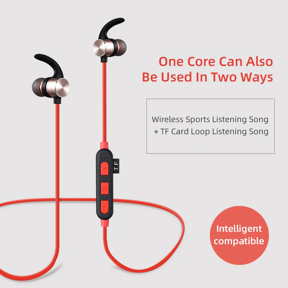 Wireless Headset TF Card Bluetooth V4 2 In Ear Magnetic Sports MP3 Stereo Earbuds For iPhone Huawei Earphone Handsfree Mic Music