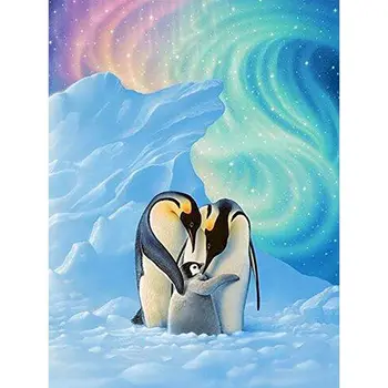 

Gatyztory Frame Diy Painting By Numbers Penguin Family Canvas Colouring Animal Handpainted Artwork Wall Decor