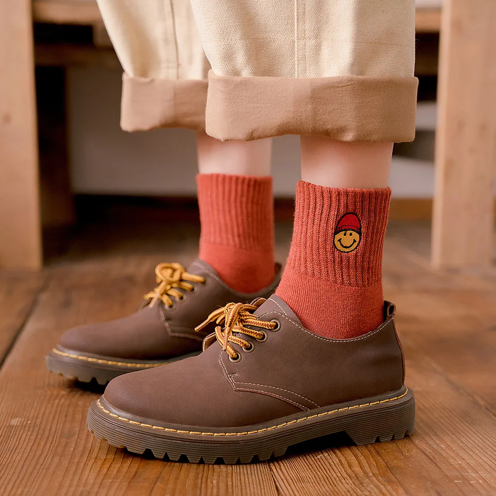 Новинка; зимние женские толстые теплые цветные шерстяные носки; забавные мягкие хлопковые Повседневные носки с вышитыми героями мультфильмов; 5 пар