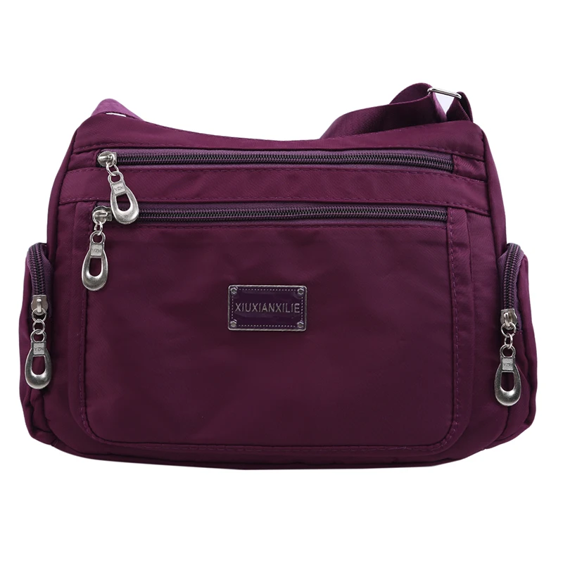 Большая вместительная женская сумка-тоут с несколькими карманами, водонепроницаемая сумка через плечо, Женская Мужская сумка-мессенджер - Цвет: Purple