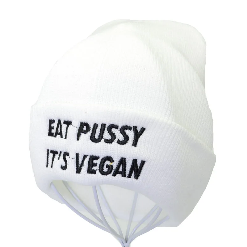 Eat pussy его веганская буква вязанная шапка с вышивкой женская зимняя теплая шапка Skullies унисекс зимняя Лыжная для открытого воздуха шапочки хип-хоп кепка